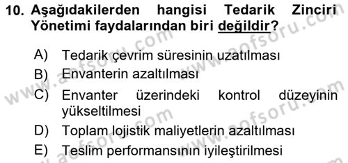 Bilişim Sistemleri Dersi 2024 - 2025 Yılı Yaz Okulu Sınav Soruları 10. Soru