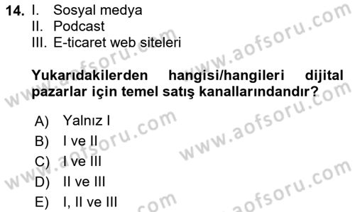 Bilişim Sistemleri Dersi 2024 - 2025 Yılı Yaz Okulu Sınav Soruları 14. Soru