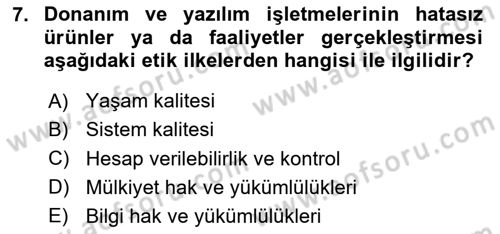Bilişim Sistemleri Dersi 2024 - 2025 Yılı Yaz Okulu Sınav Soruları 7. Soru