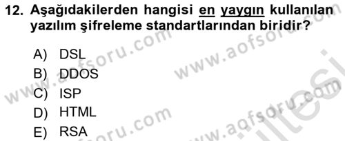 Bilişim Sistemleri Dersi 2025 - 2026 Yılı (Vize) Ara Sınav Soruları 12. Soru