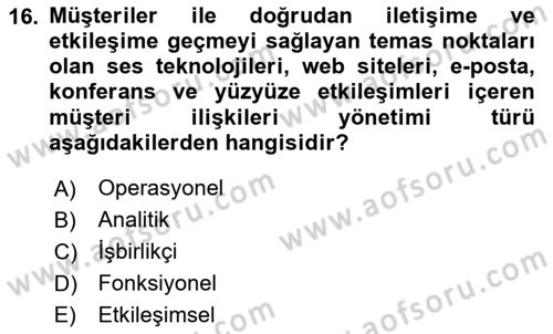Bilişim Sistemleri Dersi 2025 - 2026 Yılı (Vize) Ara Sınav Soruları 16. Soru