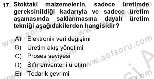 Bilişim Sistemleri Dersi 2025 - 2026 Yılı (Vize) Ara Sınav Soruları 17. Soru