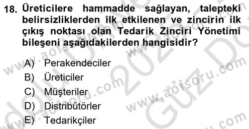 Bilişim Sistemleri Dersi 2025 - 2026 Yılı (Vize) Ara Sınav Soruları 18. Soru
