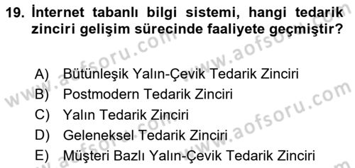 Bilişim Sistemleri Dersi 2025 - 2026 Yılı (Vize) Ara Sınav Soruları 19. Soru