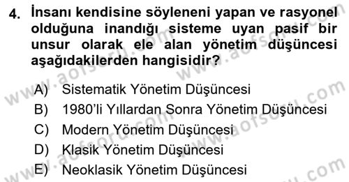 İş Süreçleri Yönetimi Dersi 2020 - 2021 Yılı Yaz Okulu Sınav Soruları 4. Soru