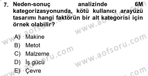 İş Süreçleri Yönetimi Dersi 2020 - 2021 Yılı Yaz Okulu Sınav Soruları 7. Soru
