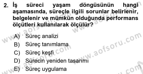 İş Süreçleri Yönetimi Dersi 2021 - 2022 Yılı (Vize) Ara Sınav Soruları 2. Soru