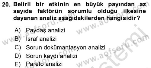 İş Süreçleri Yönetimi Dersi 2021 - 2022 Yılı (Vize) Ara Sınav Soruları 20. Soru