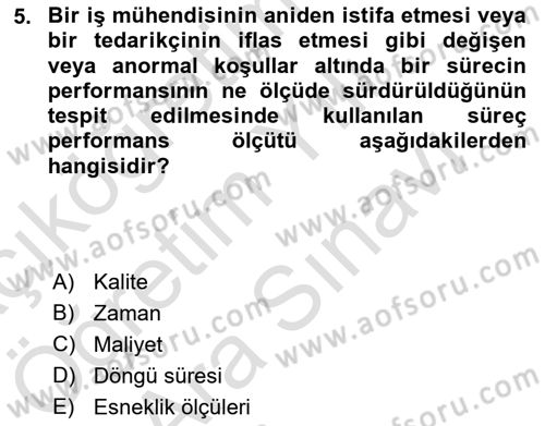 İş Süreçleri Yönetimi Dersi 2021 - 2022 Yılı (Vize) Ara Sınav Soruları 5. Soru