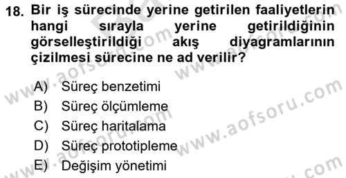 İş Süreçleri Yönetimi Dersi 2021 - 2022 Yılı (Final) Dönem Sonu Sınav Soruları 18. Soru