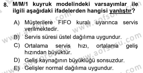 İş Süreçleri Yönetimi Dersi 2021 - 2022 Yılı (Final) Dönem Sonu Sınav Soruları 8. Soru