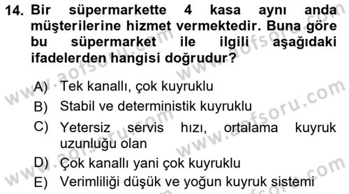 İş Süreçleri Yönetimi Dersi 2021 - 2022 Yılı Yaz Okulu Sınav Soruları 14. Soru