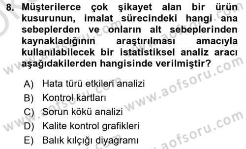 İş Süreçleri Yönetimi Dersi 2021 - 2022 Yılı Yaz Okulu Sınav Soruları 8. Soru