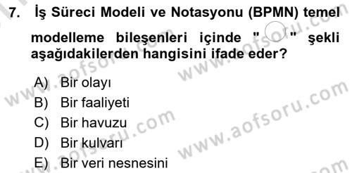 İş Süreçleri Yönetimi Dersi 2023 - 2024 Yılı (Vize) Ara Sınav Soruları 7. Soru
