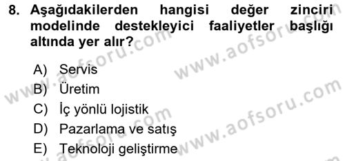 İş Süreçleri Yönetimi Dersi 2023 - 2024 Yılı (Vize) Ara Sınav Soruları 8. Soru