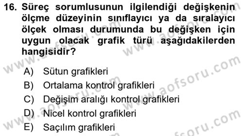 İş Süreçleri Yönetimi Dersi 2023 - 2024 Yılı (Final) Dönem Sonu Sınav Soruları 16. Soru