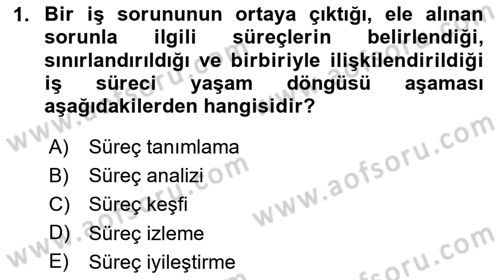 İş Süreçleri Yönetimi Dersi 2024 - 2025 Yılı (Vize) Ara Sınav Soruları 1. Soru