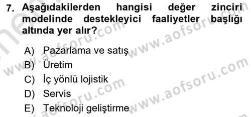 İş Süreçleri Yönetimi Dersi 2024 - 2025 Yılı (Vize) Ara Sınav Soruları 7. Soru