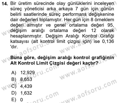 İş Süreçleri Yönetimi Dersi 2024 - 2025 Yılı (Final) Dönem Sonu Sınav Soruları 14. Soru