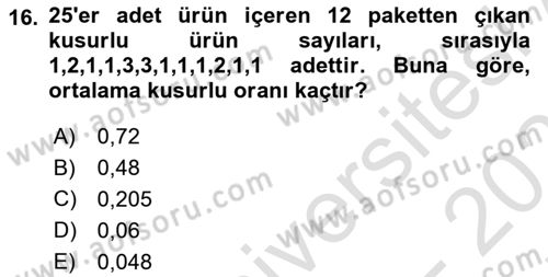 İş Süreçleri Yönetimi Dersi 2024 - 2025 Yılı (Final) Dönem Sonu Sınav Soruları 16. Soru