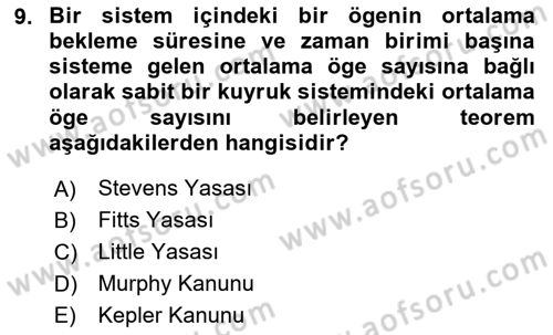 İş Süreçleri Yönetimi Dersi 2024 - 2025 Yılı (Final) Dönem Sonu Sınav Soruları 9. Soru