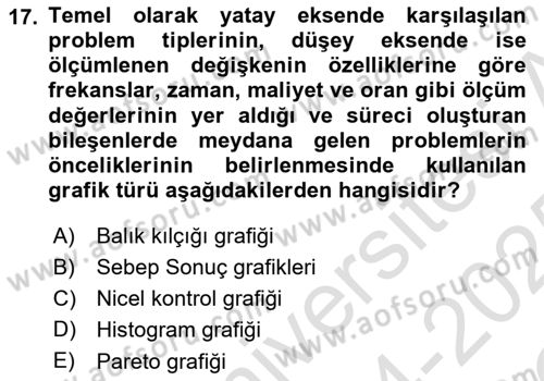 İş Süreçleri Yönetimi Dersi 2024 - 2025 Yılı Yaz Okulu Sınav Soruları 17. Soru