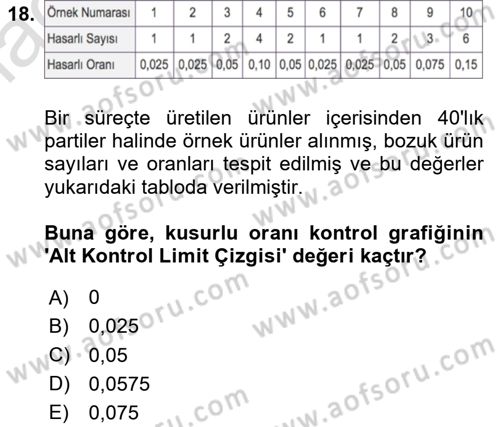 İş Süreçleri Yönetimi Dersi 2024 - 2025 Yılı Yaz Okulu Sınav Soruları 18. Soru
