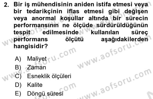 İş Süreçleri Yönetimi Dersi 2024 - 2025 Yılı Yaz Okulu Sınav Soruları 2. Soru