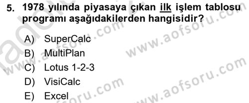 İşlem Tablosu Programlama Dersi Ara Sınavı Deneme Sınav Soruları 5. Soru