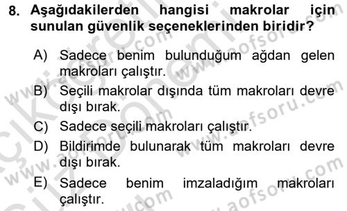 İşlem Tablosu Programlama Dersi 2017 - 2018 Yılı (Vize) Ara Sınav Soruları 8. Soru