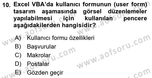 İşlem Tablosu Programlama Dersi 2017 - 2018 Yılı (Final) Dönem Sonu Sınav Soruları 10. Soru