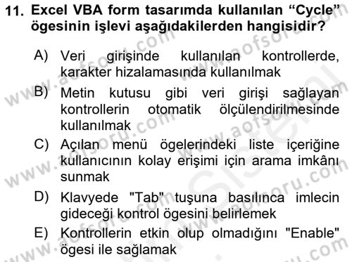 İşlem Tablosu Programlama Dersi 2017 - 2018 Yılı (Final) Dönem Sonu Sınav Soruları 11. Soru