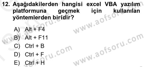 İşlem Tablosu Programlama Dersi 2017 - 2018 Yılı (Final) Dönem Sonu Sınav Soruları 12. Soru
