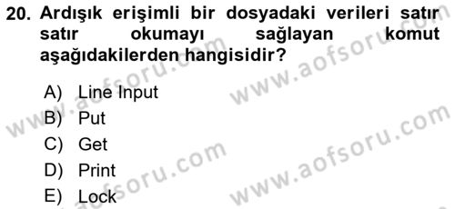 İşlem Tablosu Programlama Dersi 2017 - 2018 Yılı (Final) Dönem Sonu Sınav Soruları 20. Soru