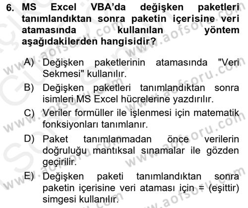 İşlem Tablosu Programlama Dersi 2017 - 2018 Yılı (Final) Dönem Sonu Sınav Soruları 6. Soru