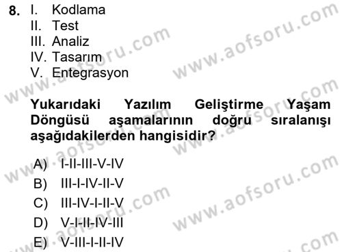 İşlem Tablosu Programlama Dersi 2017 - 2018 Yılı (Final) Dönem Sonu Sınav Soruları 8. Soru
