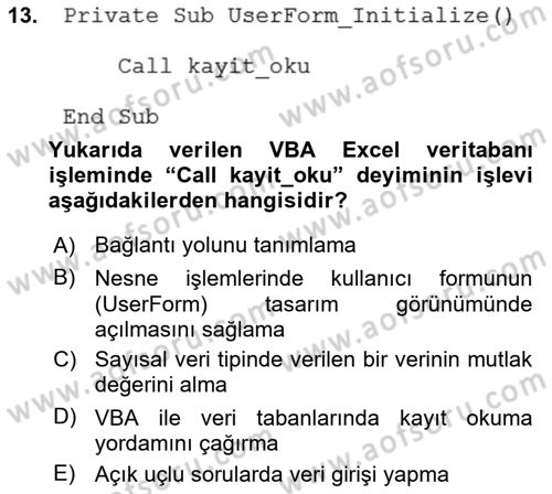 İşlem Tablosu Programlama Dersi 2018 - 2019 Yılı (Final) Dönem Sonu Sınav Soruları 13. Soru