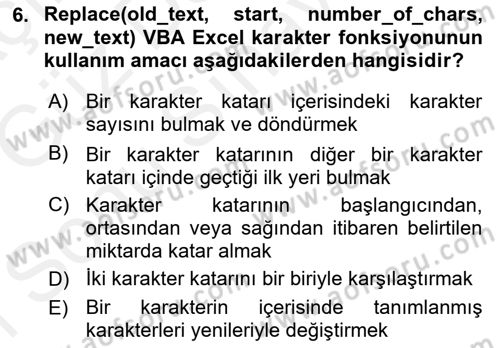 İşlem Tablosu Programlama Dersi 2018 - 2019 Yılı (Final) Dönem Sonu Sınav Soruları 6. Soru