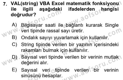 İşlem Tablosu Programlama Dersi 2018 - 2019 Yılı (Final) Dönem Sonu Sınav Soruları 7. Soru