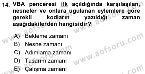 İşlem Tablosu Programlama Dersi Ara Sınavı Deneme Sınav Soruları 14. Soru