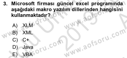 İşlem Tablosu Programlama Dersi Ara Sınavı Deneme Sınav Soruları 3. Soru