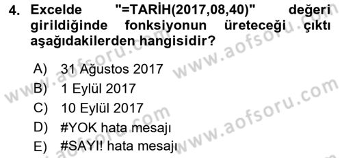 İşlem Tablosu Programlama Dersi Ara Sınavı Deneme Sınav Soruları 4. Soru