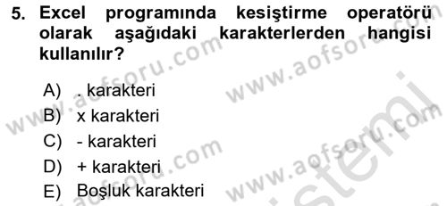İşlem Tablosu Programlama Dersi Ara Sınavı Deneme Sınav Soruları 5. Soru