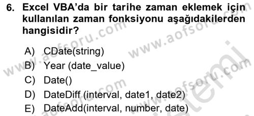 İşlem Tablosu Programlama Dersi 2019 - 2020 Yılı (Final) Dönem Sonu Sınav Soruları 6. Soru