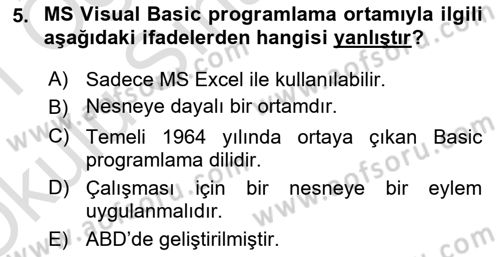 İşlem Tablosu Programlama Dersi 2020 - 2021 Yılı Yaz Okulu Sınavı 5. Soru