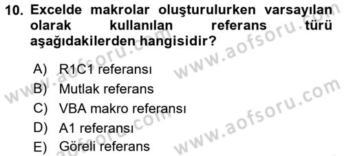 İşlem Tablosu Programlama Dersi 2021 - 2022 Yılı (Vize) Ara Sınavı 10. Soru