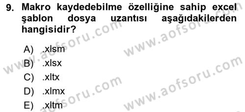 İşlem Tablosu Programlama Dersi Ara Sınavı Deneme Sınav Soruları 9. Soru