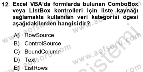 İşlem Tablosu Programlama Dersi 2021 - 2022 Yılı (Final) Dönem Sonu Sınav Soruları 12. Soru