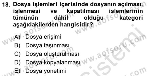 İşlem Tablosu Programlama Dersi 2021 - 2022 Yılı (Final) Dönem Sonu Sınav Soruları 18. Soru