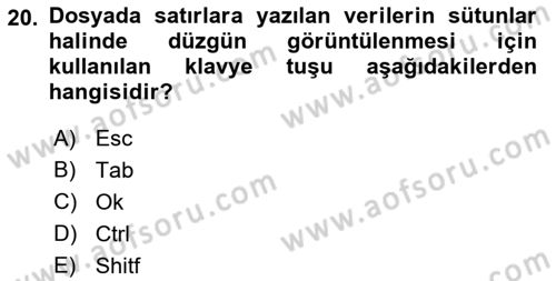 İşlem Tablosu Programlama Dersi 2021 - 2022 Yılı (Final) Dönem Sonu Sınav Soruları 20. Soru